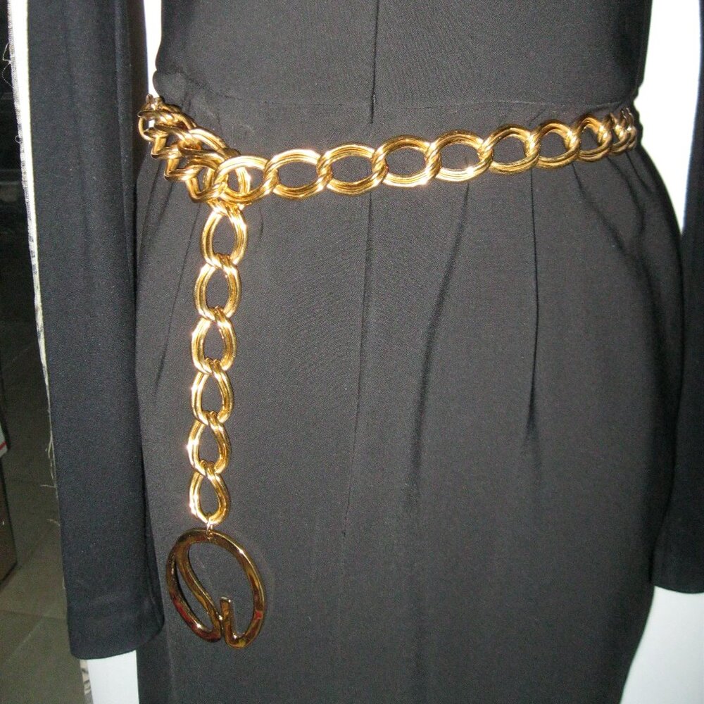 ❤️Stunning! ST JOHN Designer Chain Hip Gold Tone Chunky Link Belt OSFA